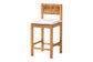 Wooden bar stool with woven backrest and white cushion, FredCo International furniture