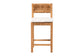 Wooden bar stool with woven backrest and white cushion, FredCo International furniture
