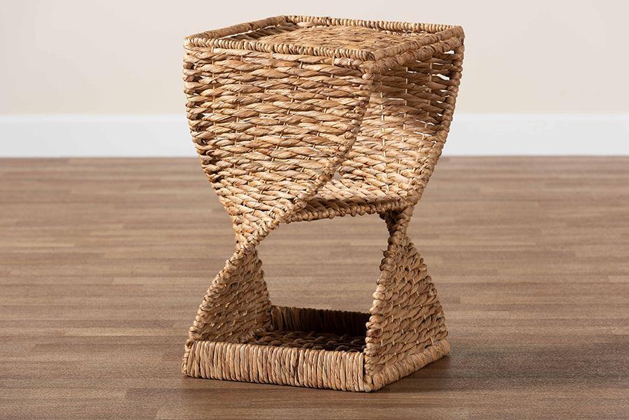 bali & pari Pelleas Modern Bohemian Natural Brown Seagrass and Wood End Table FredCo