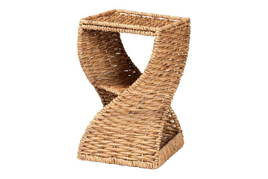 bali & pari Pelleas Modern Bohemian Natural Brown Seagrass and Wood End Table FredCo