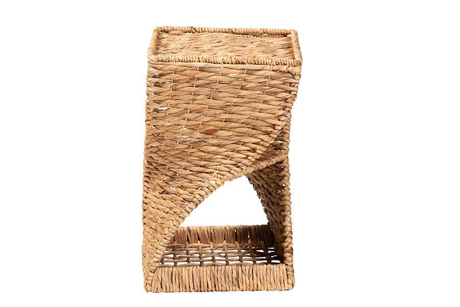 bali & pari Pelleas Modern Bohemian Natural Brown Seagrass and Wood End Table FredCo
