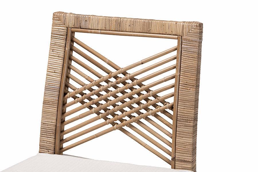 bali & pari Poltak Modern Bohemian Grey Natural Kubu Rattan and Mahogany Wood Counter Stool FredCo