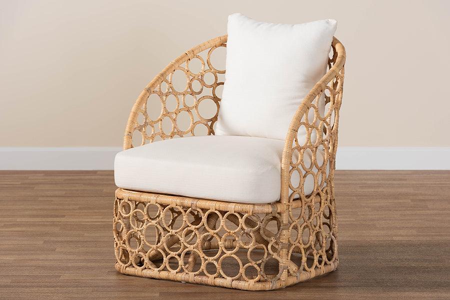 bali & pari Prisca Bohemian Light Honey Rattan Accent Chair FredCo