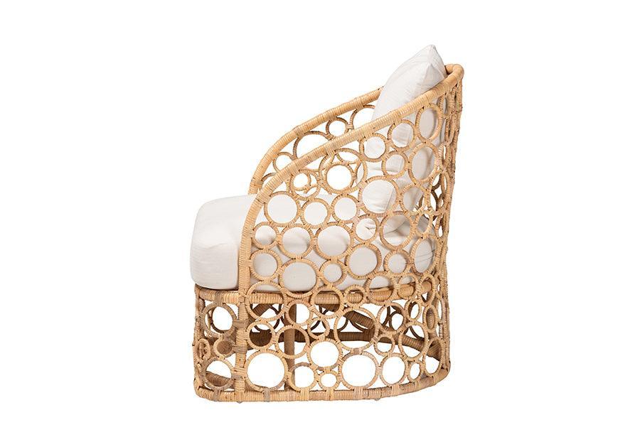 bali & pari Prisca Bohemian Light Honey Rattan Accent Chair FredCo