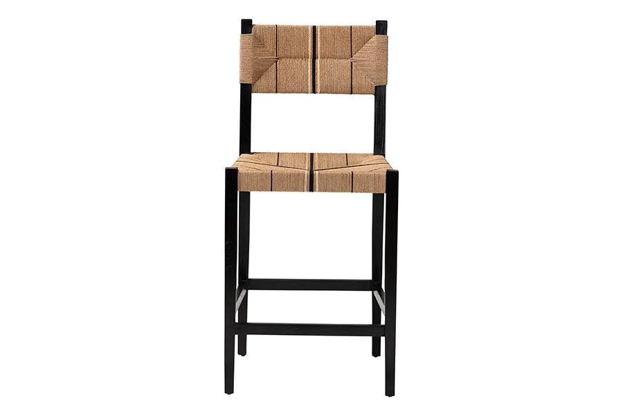bali & pari Prita Bohemian Paper Loom and Black Mahogany Wood Bar Stool FredCo