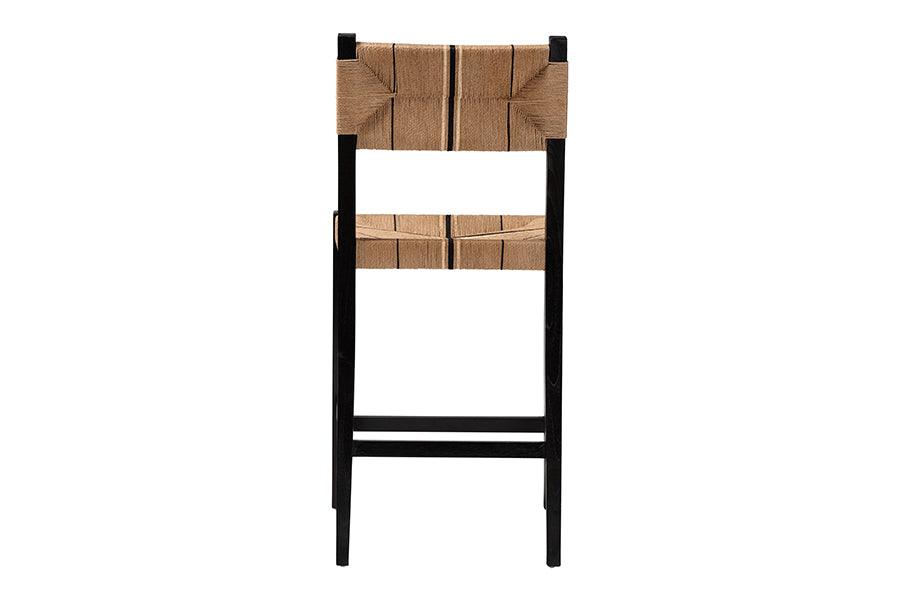 bali & pari Prita Bohemian Paper Loom and Black Mahogany Wood Bar Stool FredCo