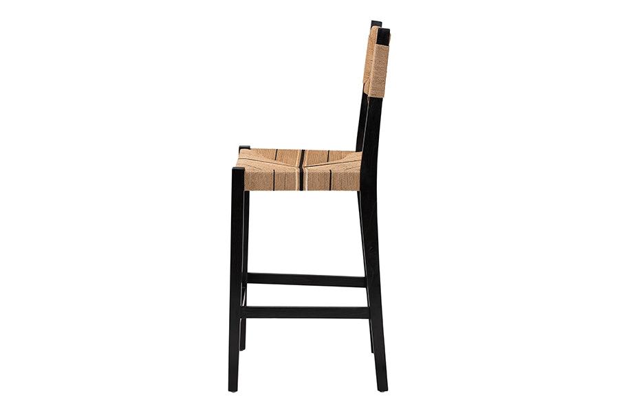 bali & pari Prita Bohemian Paper Loom and Black Mahogany Wood Bar Stool FredCo