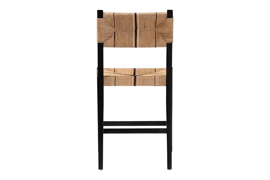 bali & pari Prita Bohemian Paper Loom and Black Mahogany Wood Counter Stool FredCo
