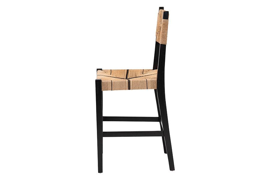 bali & pari Prita Bohemian Paper Loom and Black Mahogany Wood Counter Stool FredCo