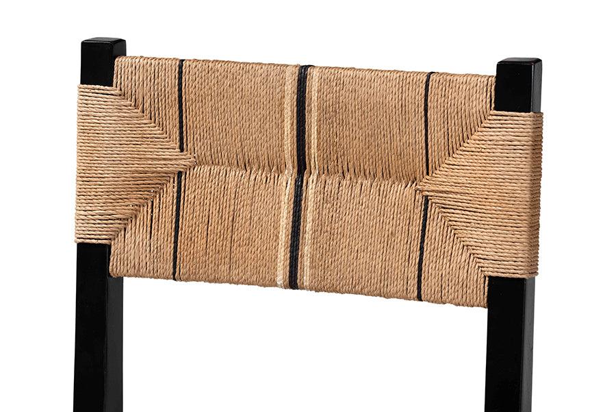 bali & pari Prita Bohemian Paper Loom and Black Mahogany Wood Counter Stool FredCo