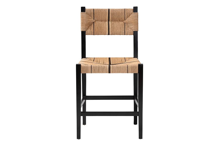 bali & pari Prita Bohemian Paper Loom and Black Mahogany Wood Counter Stool FredCo