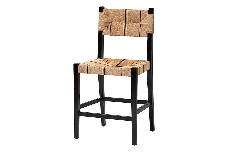 bali & pari Prita Bohemian Paper Loom and Black Mahogany Wood Counter Stool FredCo