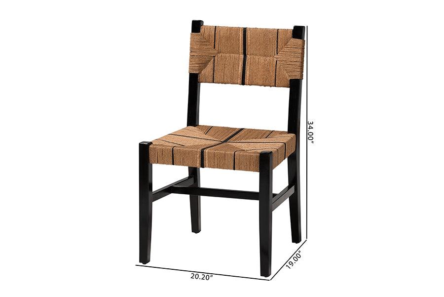 bali & pari Prita Bohemian Paper Loom and Black Mahogany Wood Dining Chair FredCo