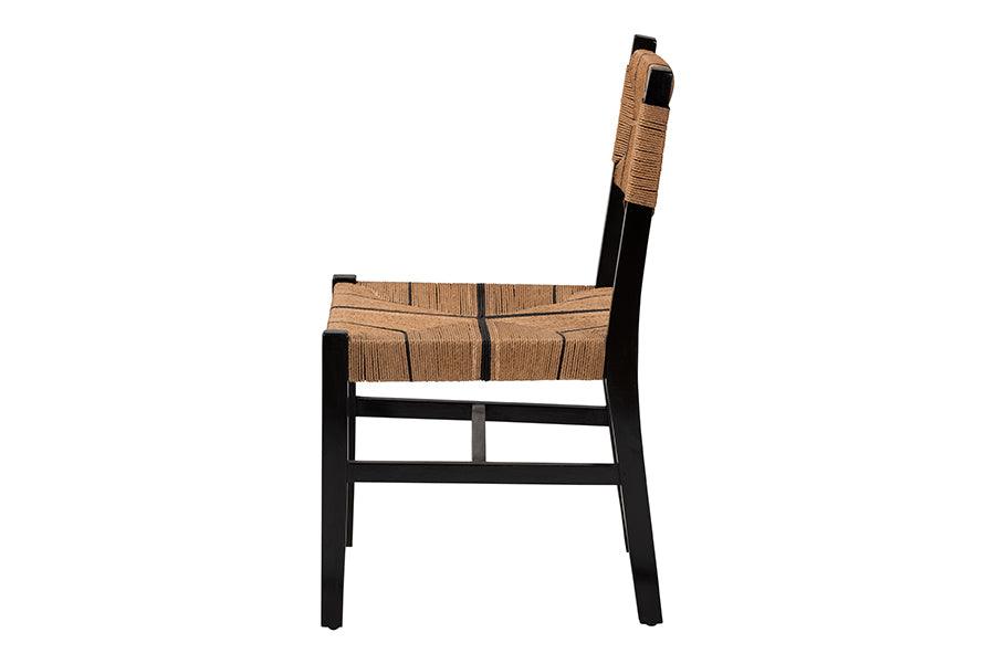 bali & pari Prita Bohemian Paper Loom and Black Mahogany Wood Dining Chair FredCo