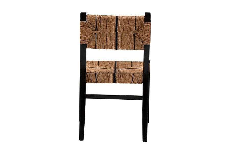 bali & pari Prita Bohemian Paper Loom and Black Mahogany Wood Dining Chair FredCo