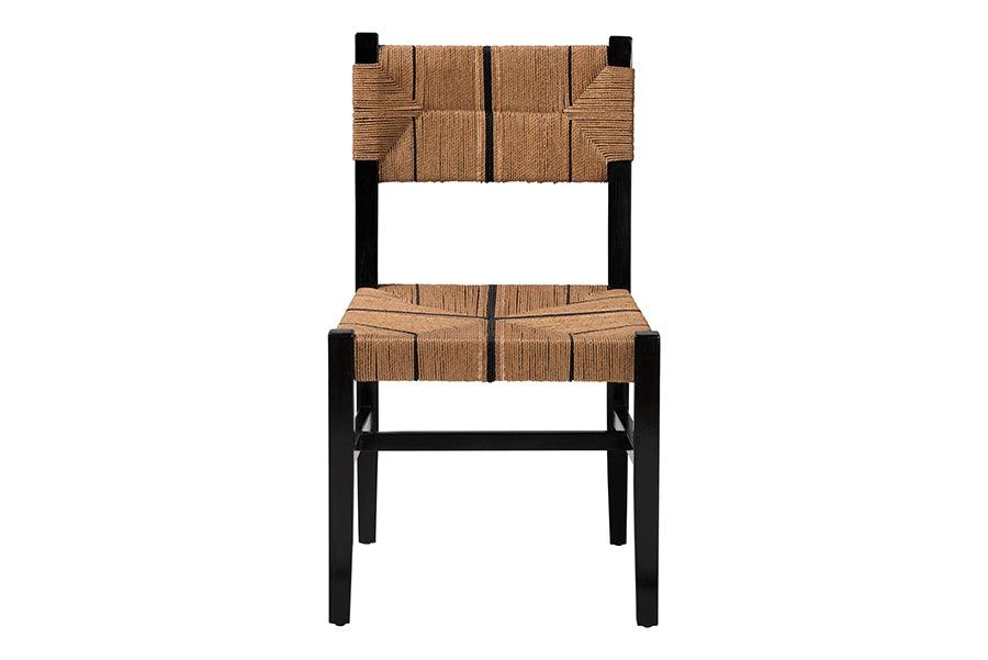 bali & pari Prita Bohemian Paper Loom and Black Mahogany Wood Dining Chair FredCo