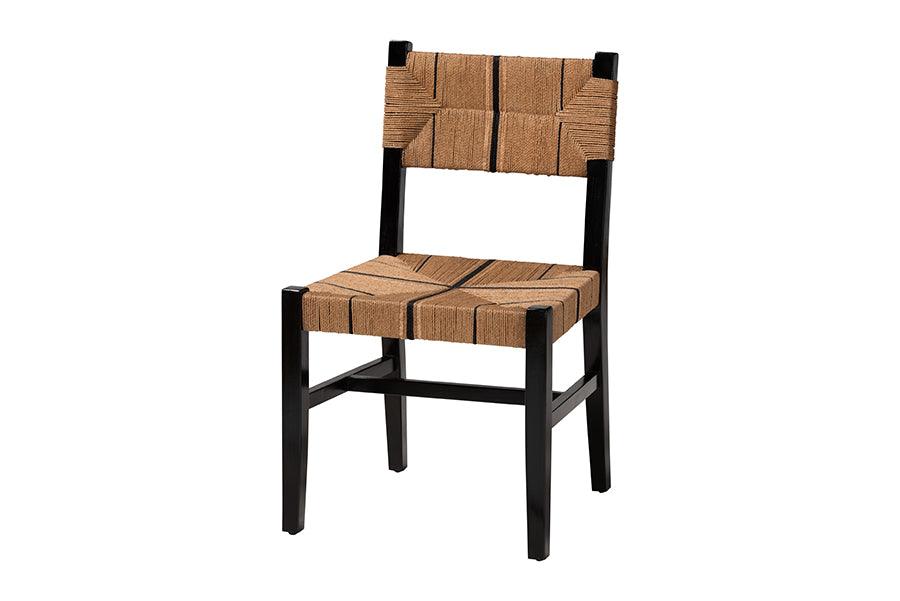 bali & pari Prita Bohemian Paper Loom and Black Mahogany Wood Dining Chair FredCo