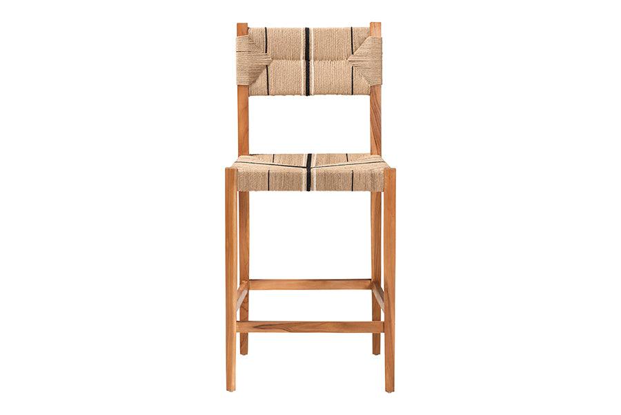 bali & pari Prita Bohemian Paper Loom and Natural Mahogany Wood Bar Stool FredCo