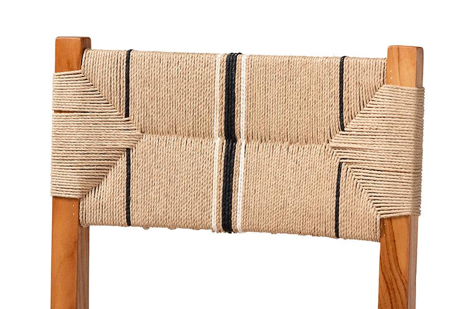 bali & pari Prita Bohemian Paper Loom and Natural Mahogany Wood Bar Stool FredCo