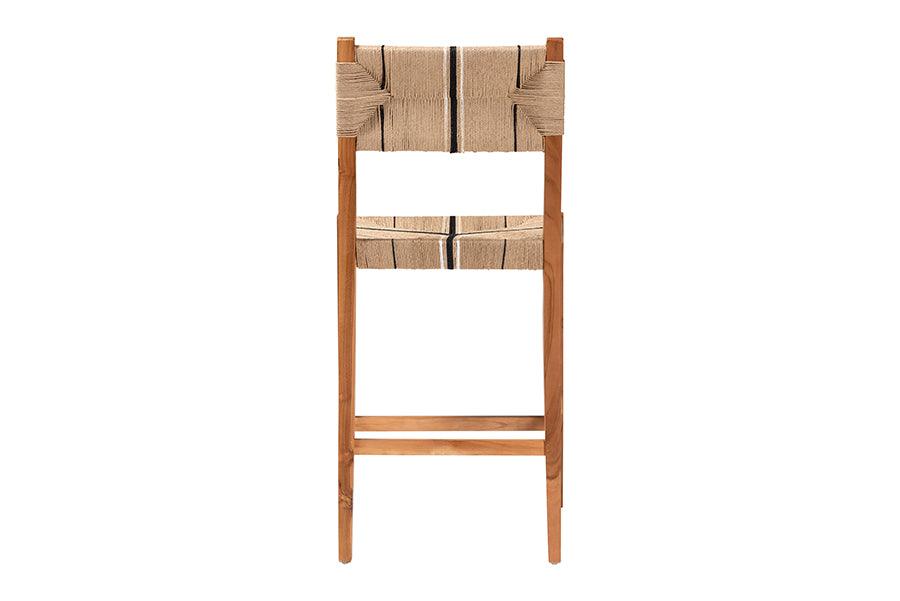 bali & pari Prita Bohemian Paper Loom and Natural Mahogany Wood Bar Stool FredCo