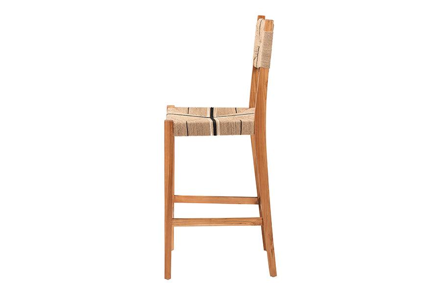 bali & pari Prita Bohemian Paper Loom and Natural Mahogany Wood Bar Stool FredCo