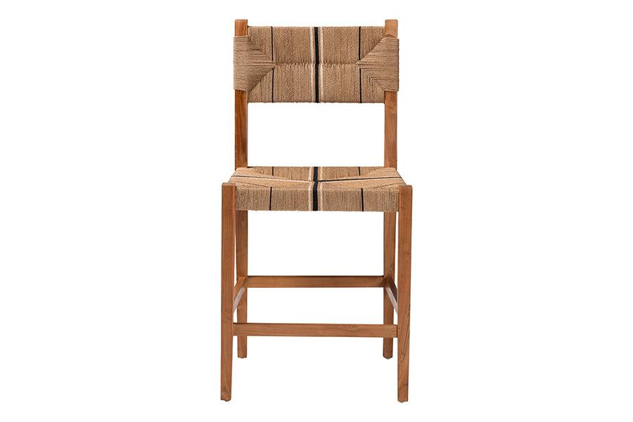 bali & pari Prita Bohemian Paper Loom and Natural Mahogany Wood Counter Stool FredCo