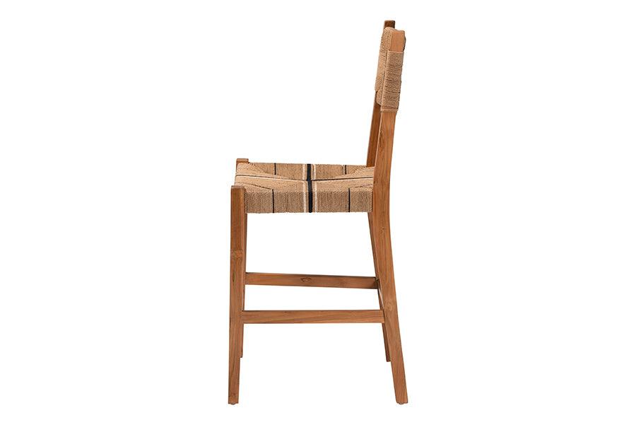 bali & pari Prita Bohemian Paper Loom and Natural Mahogany Wood Counter Stool FredCo