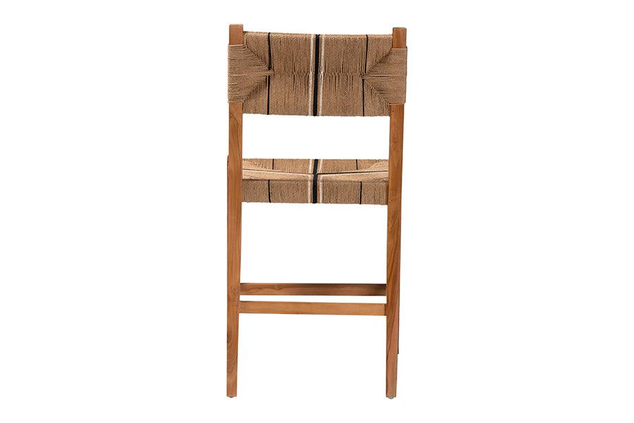 bali & pari Prita Bohemian Paper Loom and Natural Mahogany Wood Counter Stool FredCo