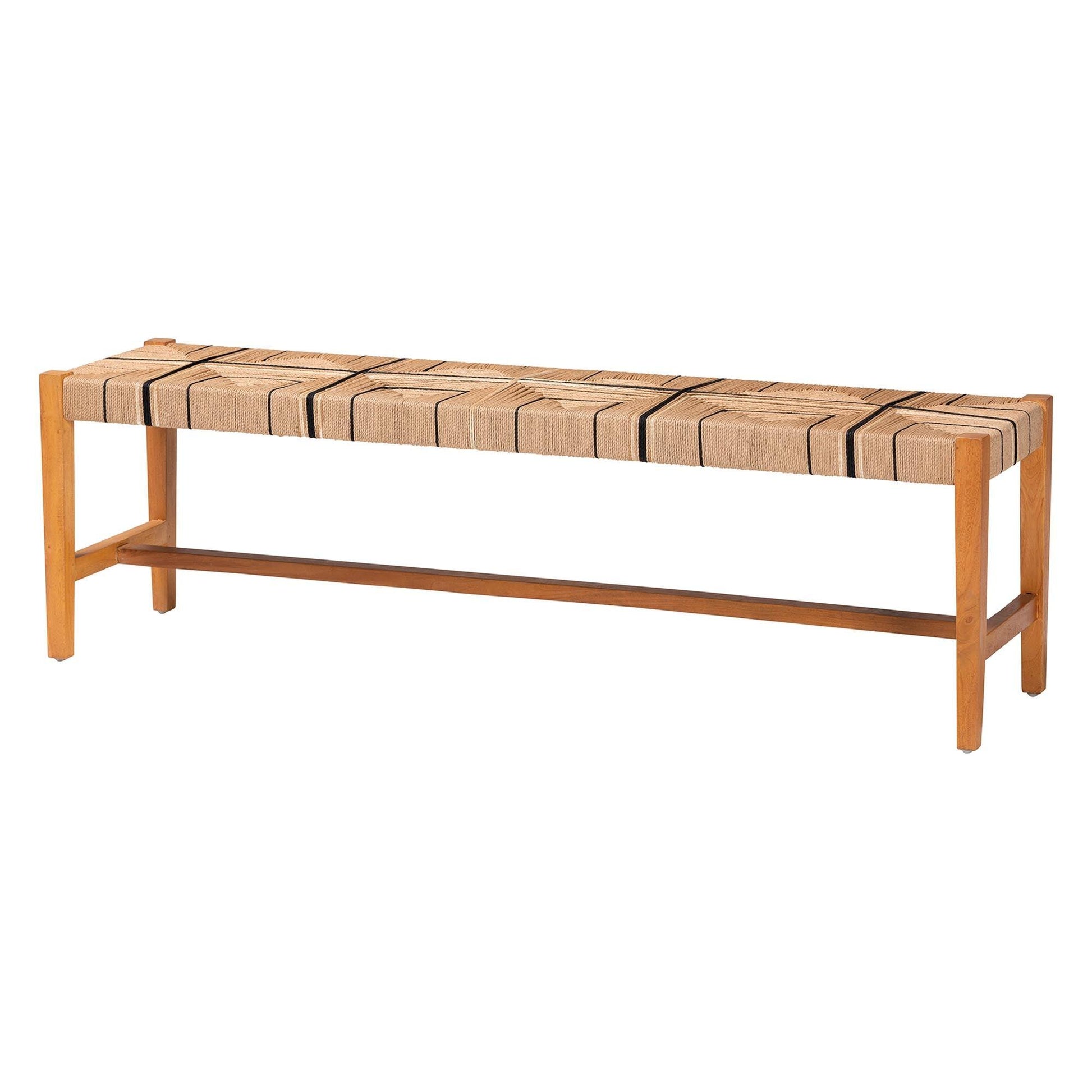 bali & pari Prita Bohemian Paper Loom and Natural Mahogany Wood Dining Bench FredCo