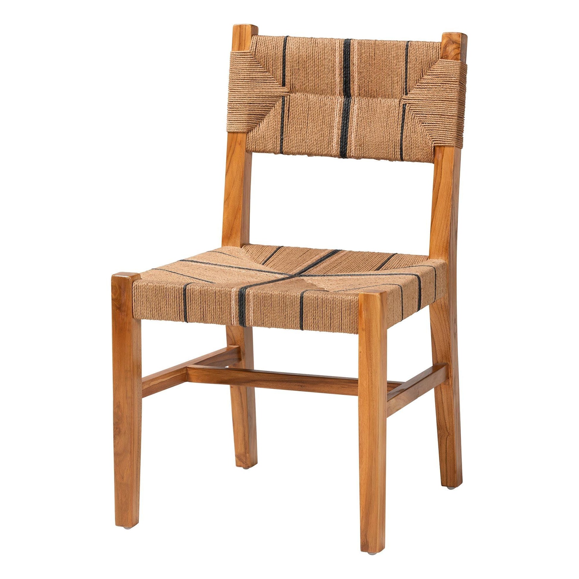 bali & pari Prita Bohemian Paper Loom and Natural Mahogany Wood Dining Chair FredCo