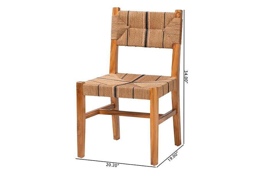 bali & pari Prita Bohemian Paper Loom and Natural Mahogany Wood Dining Chair FredCo