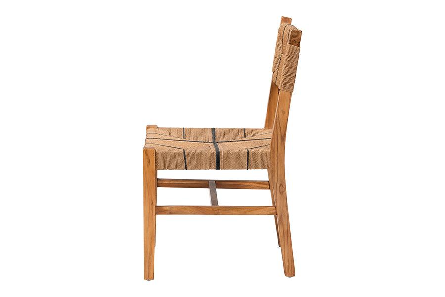 bali & pari Prita Bohemian Paper Loom and Natural Mahogany Wood Dining Chair FredCo