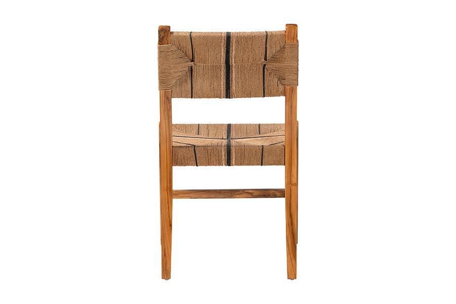 bali & pari Prita Bohemian Paper Loom and Natural Mahogany Wood Dining Chair FredCo