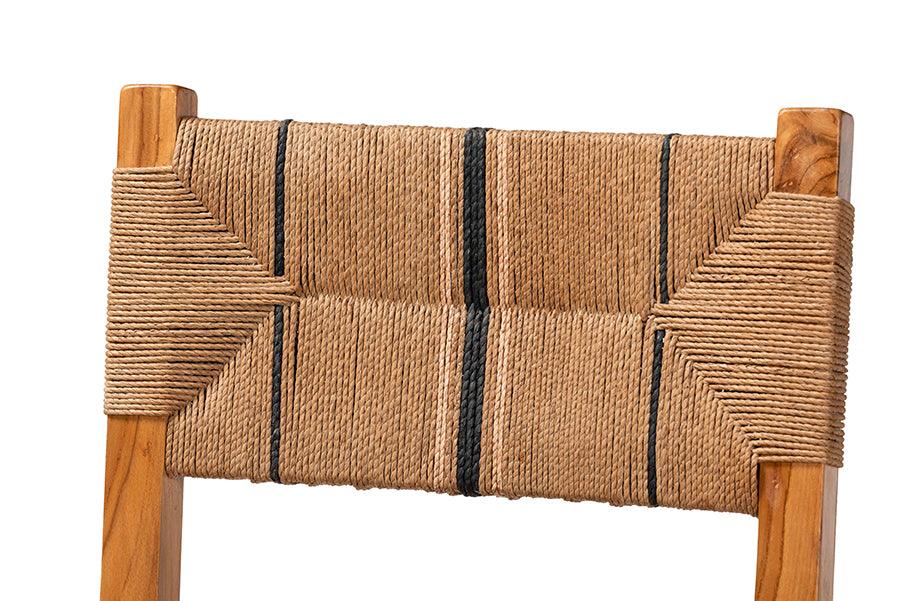 bali & pari Prita Bohemian Paper Loom and Natural Mahogany Wood Dining Chair FredCo