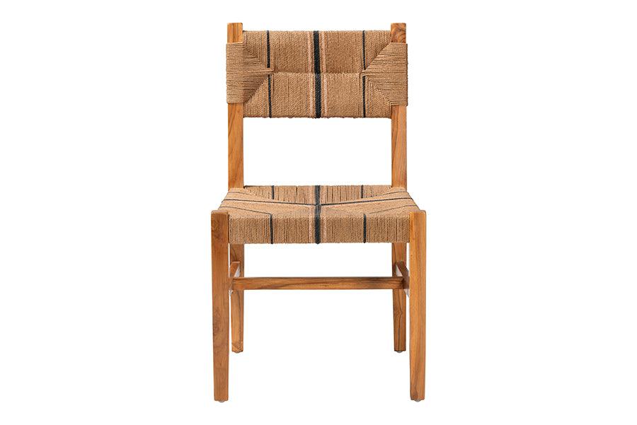 bali & pari Prita Bohemian Paper Loom and Natural Mahogany Wood Dining Chair FredCo