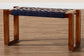 bali & pari Prunella Modern Bohemian Two-Tone Navy Blue and Natural Brown Seagrass and Acacia Wood Accent Bench FredCo