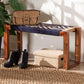 bali & pari Prunella Modern Bohemian Two-Tone Navy Blue and Natural Brown Seagrass and Acacia Wood Accent Bench FredCo
