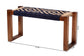 bali & pari Prunella Modern Bohemian Two-Tone Navy Blue and Natural Brown Seagrass and Acacia Wood Accent Bench FredCo