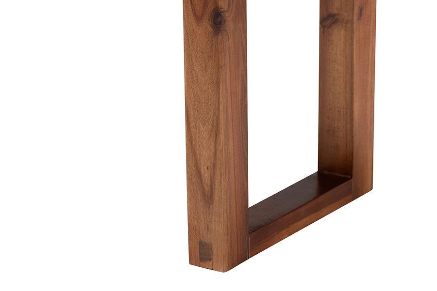 bali & pari Prunella Modern Bohemian Two-Tone Navy Blue and Natural Brown Seagrass and Acacia Wood Accent Bench FredCo