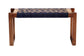 bali & pari Prunella Modern Bohemian Two-Tone Navy Blue and Natural Brown Seagrass and Acacia Wood Accent Bench FredCo