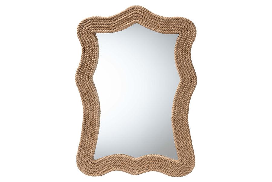 bali & pari Quiana Coastal Woven Rope Accent Wall Mirror FredCo
