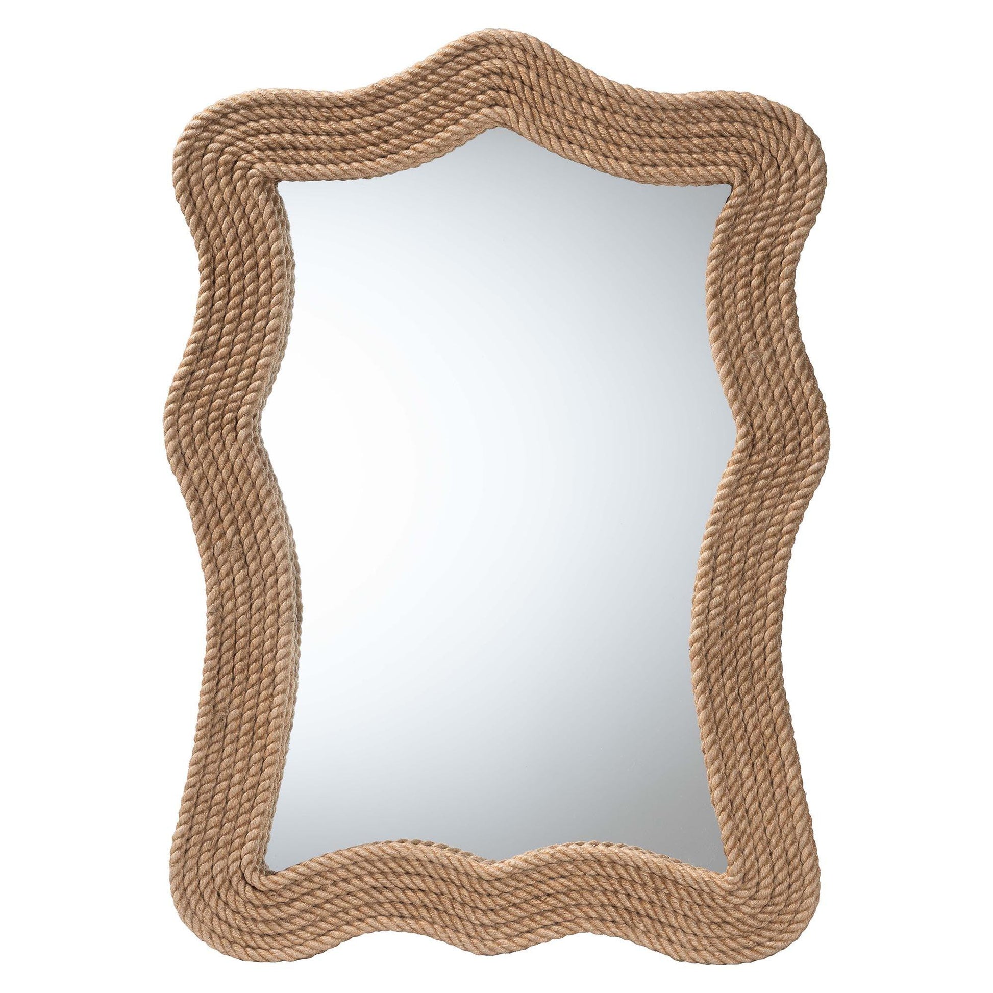 bali & pari Quiana Coastal Woven Rope Accent Wall Mirror FredCo