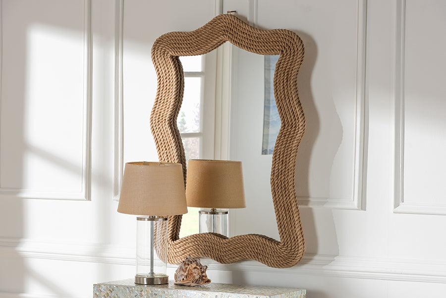 bali & pari Quiana Coastal Woven Rope Accent Wall Mirror FredCo