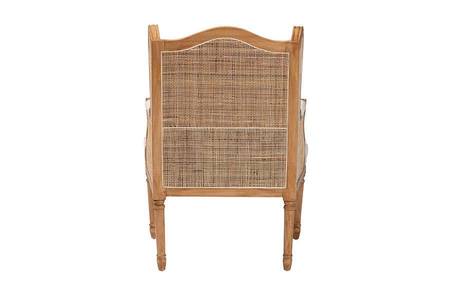 bali & pari Rachana Traditional French Beige Fabric and Honey Oak Finished Wood Accent Chair FredCo