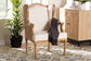 bali & pari Rachana Traditional French Beige Fabric and Honey Oak Finished Wood Accent Chair FredCo