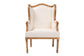 bali & pari Rachana Traditional French Beige Fabric and Honey Oak Finished Wood Accent Chair FredCo
