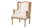 bali & pari Rachana Traditional French Beige Fabric and Honey Oak Finished Wood Accent Chair FredCo