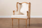 bali & pari Rachana Traditional French Beige Fabric and Honey Oak Finished Wood Accent Chair FredCo