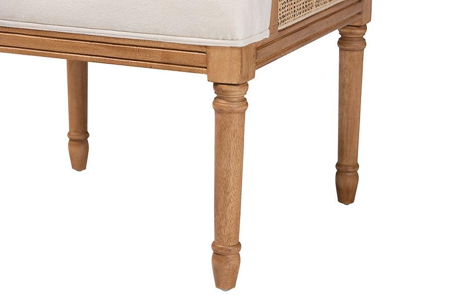 bali & pari Rachana Traditional French Beige Fabric and Honey Oak Finished Wood Accent Chair FredCo