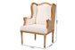 bali & pari Rachana Traditional French Beige Fabric and Honey Oak Finished Wood Accent Chair FredCo